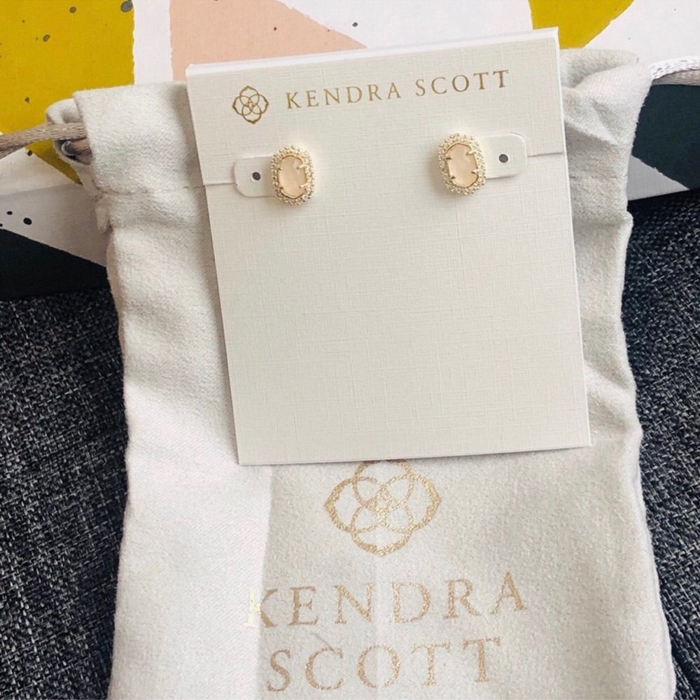 Kendra Scott- NWOT Cade Rose Quartz Stud Earrings